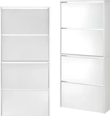 Immagine prodotto di Scarpiera In And OutdoorMatch Jess - Con specchi - Con 4 ante a ribalta - 134x63x17 cm - Bianco - Truciolare