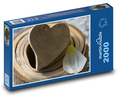 Obrázek produktu pro Puzzle 2000 Dřevěné srdce a květ - martinpuzzle