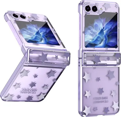 Produktbild von Hülle für Samsung Galaxy Z Flip 6 / Z Flip 7 FE Sterne Überzug Transparent Schutzhülle mit Scharnierschutz Lila