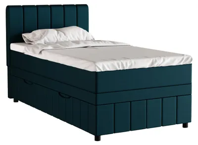Produktbild von Boxspringbett Einzelbett 100x200, Dunkeltürkis, AVALON, mit Bettkästen, mit Matratze, mit Topper, Panda Möbel