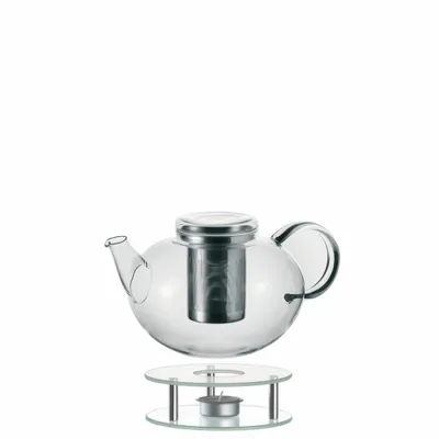 Produktbild von Leonardo Moon Set, Teekanne + Stövchen, Teewärmer, Tee Kanne, Metall-Einsatz für Losen Tee, Glas, 2 L, 14666