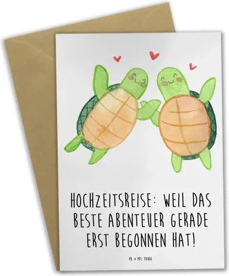 Produktbild von Mr. & Mrs. Panda Beileidskarte Hochzeitsreise Abenteuer - Weiß - Geschenk, Entdeckungen, glückwunschkarten, weihnachtskarten, Ehe, Grußkarte, Heiraten, Grußkarten, Heirat