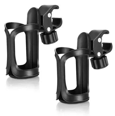 Imagen del producto de Soporte para botellas de bicicleta con 2 compartimentos, rotación de 360°, antideslizante, para cochecitos y bicicletas