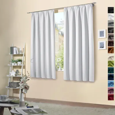 Produktbild von heimtexland ® 2 Stück Thermo Verdunkelungsvorhänge Sonnenschutz Kälteisolierung Verdunkelungsgardinen Kräuselband Vorhang Typ139 Grau-Weiss HxB 175 x 135 cm