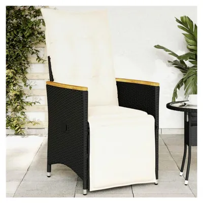 Produktbild von Verstellbarer Gartensessel mit Kissen in Schwarz aus Poly Rattan