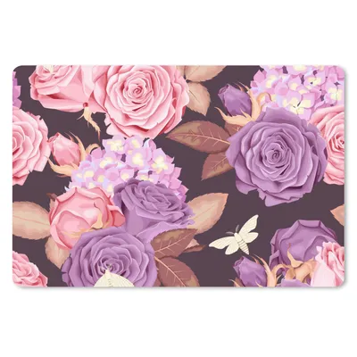 Produktbild von MuchoWow® Schreibtischunterlage Blumen - Schmetterlinge - Lila - Rosa 60x40 cm - XXL Mauspad - Großes Mauspad