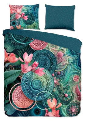 Obrázek produktu pro Bavlněná povlečení "Zarha" – modrá – (240x220 cm) – 100 % bavlna