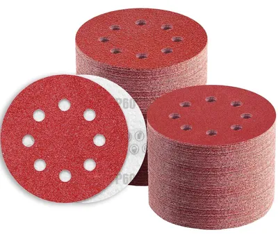 Productafbeelding van Schuurpapier 125mm met klittenband, korrelgrootte 60, 8 gaten, 80 stuks, geschikt voor excenterschuurmachines
