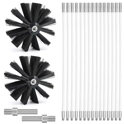 Productafbeelding van Schoorsteenborstelset 15 Staven - Nylon Borstel - 41 cm Lengte - Rond