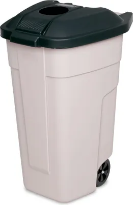 Produktbild von 100 Liter Tonne mit Einwurföffnung im Deckel, BxTxH 510x550x850 mm,beige/schwarz