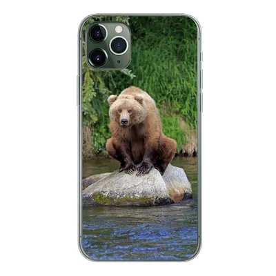 Produktbild von MuchoWow® Handyhülle Schutzhülle Hülle für iPhone 11 Pro Max Bär - Stein - Tier Silikon Softcase Handy Hülle - Schutz