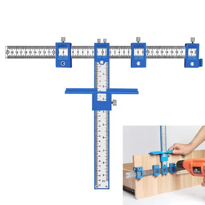 Produktbild von Locher Locator Bohrführung, Bohrhilfe Bohrführungshülse Schrank Hardware Jig Schablone, Holzbohrdübel Lineal Messwerkzeug für Montage von Griffen