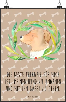 Produktbild von Mr. & Mrs. Panda Bild Hund Blumen DIN A1 - Hundeglück - Geschenk, Plakat, Kunstdruck, Hunde, wanddeko, Sprüche, Hundeliebe, wandkunst, Gassi gehen, drucke, Umarmen