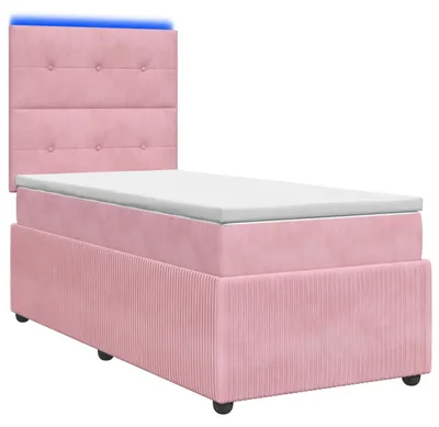 Zdjęcie produktu dla Łóżko LED z materacem różowe 80 x 200 cm aksamitne