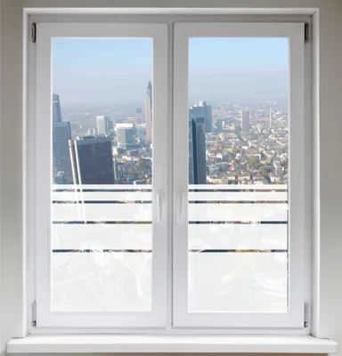 Produktbild von INDIGOS UG Sichtschutzfolie Fensterfolie Glasdekorfolie Dynamische Streifen satiniert blickdicht ORACAL® - 1200mm Breite x 500mm Höhe