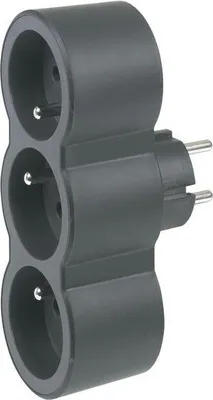 Image de Triplite Murale Compact, 3 Prises Noir