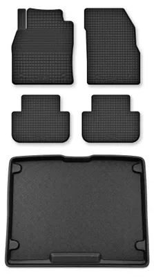 Productafbeelding van Rubberen automatten + kofferbakmat voor Mercedes-Benz Citan vanaf 2012 – 5-delig, zwart, op maat – Wielganizator Semi-Universal