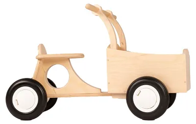 Image de Tricycle en bois Pertina pour enfants avec coffre, à partir de 1 an - Couleur naturelle