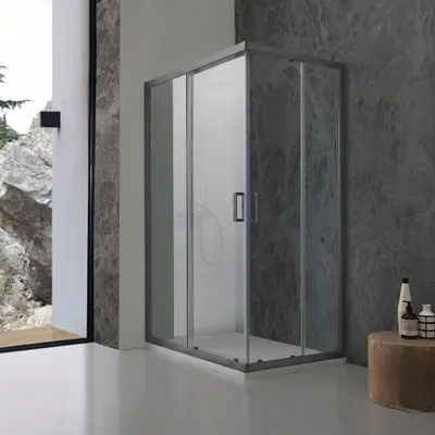 Immagine prodotto di Box doccia 70x90 cm scorrevole gun metal vetro temperato trasparente | City
