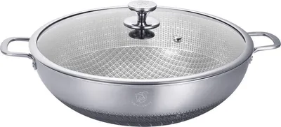 Immagine prodotto di Wok da 40 cm – Acciaio inossidabile triplo strato – Con coperchio – Privo di PFAS – Adatto per induzione – Ampio wok con 2 maniglie, marca Royal Swiss®
