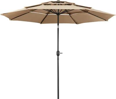 Produktbild von Yaheetech 3-stöckiger Sonnenschirm Φ324 cm neigbarer Gartenschirm, Hellbraun