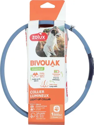 Zdjęcie produktu dla ZOLUX Obroża silikonowa LED BIVOUAK niebieska