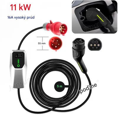 Obrázok produktu pre Nabíjacia pištoľ 16A EVSE EU EV nabíjací kábel Type2 prenosný nabíjací box 11KW ev nabíjačka 4m