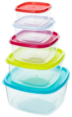 Produktbild von Frischhaltedosen-Set - 5-teilig mit Deckel - Vorratsaufbewahrung in der Küche - 220 bis 2000 ml - BPA-frei Kunststoff - mikrowellengeeignet spülmaschinenfest gefriergeeignet