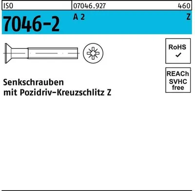 Produktbild von Reyher  Senkschrauben ISO 7046 -2 A 2 M 2x10 -Z A 2 (1000 Stück)