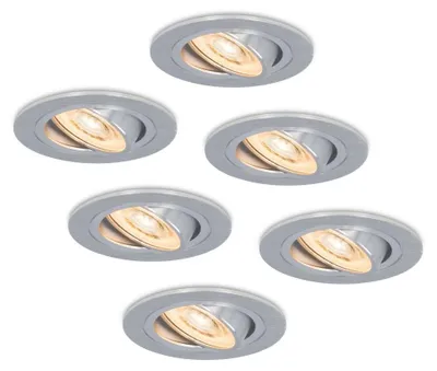 Image de HOFTRONIC - Spot LED encastrable plat 6W 570lm 2700K inox incliné dimmable 6 pcs