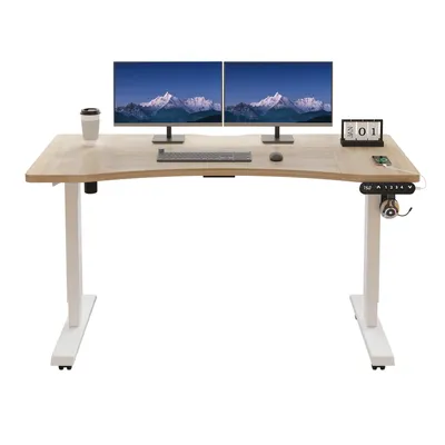 Produktbild von Hilodesk 140 x 76cm, Kancelársky stôl, výškovo nastaviteľný, ergonomický, s otvorom na kábel, nosnosť do 80 kg, farba dub