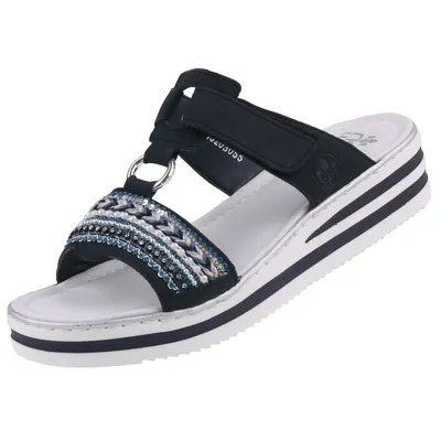 Produktbild von Rieker V02M6 Damen Clogs Plateau Pantoletten Keilabsatz, Größe:43 EU, Farbe:Blau