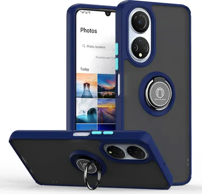 Produktbild von Honor X7 Hülle, Ring Halter Ständer Matte Transluzent TPU Rahmen Stoßfest Schutzhülle für Honor X7 Blau