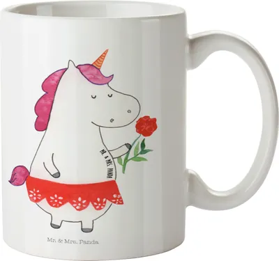 Produktbild von Mr. & Mrs. Panda Plastikbecher Einhorn Dame - Weiß - Geschenk, Einhörner, Unicorn, Frau, Kindertasse, Schulkind Tasse, Pott, Haferl, Trinklernbecher, Bachelor, Freundin
