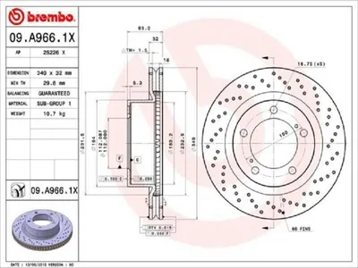 Zdjęcie produktu dla Tarcza hamulcowa BREMBO 09.A966.1X