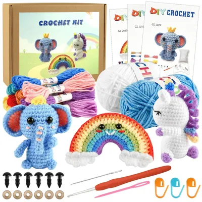 Image de Solidchoice - Kit de crochet pour réaliser 3 adorables animaux