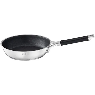 Produktbild von RÖSLE Bratpfanne Silence® Pro, Antihaftversiegelung, Ø 24 cm, Boden Ø 19 cm, 2,2 l, 1,15 kg, Länge 47 cm, Edelstahl 18/10, für alle Herdarten inkl. Induktion & Backofen, Edelstahl/Schwarz