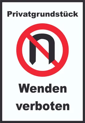Produktbild von Privatgrundstück Wenden verboten Schild A4 Rückseite selbstklebend