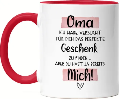 Produktbild von Oma Geschenk Tasse Rot  Omi Großmutter Geschenkidee Geburtstag Enkel Enkelin Enkelkinder