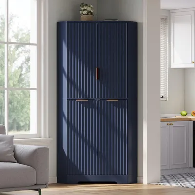 Immagine prodotto di Armadio, mobile contenitore con 4 ante e ripiani regolabili, credenza, 60x60x172 cm, blu