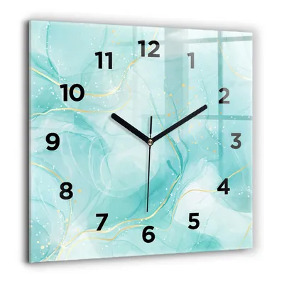Produktbild von Wallfluent Große Wanduhr – Stilles Quarzuhrwerk - Uhr Dekoration Wohnzimmer Schlafzimmer Küche - Zifferblatt - schwarze Zeiger - 60 cm - Abstrakter Marmor