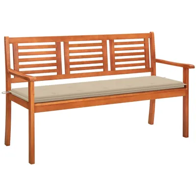 Immagine prodotto di panca da giardino a 3 posti con cuscino 150 cm in legno massiccio di eucalipto