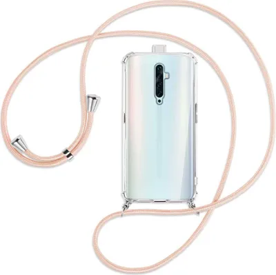 Produktbild von Handykette Backcover-Schutzhülle mit Band (Metall silberfarben) für Oppo Reno2 Z / Reno2 F - rose peach