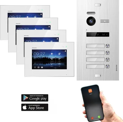 Produktbild von Balter EVO SILVER Video-Türsprechanlage 7" Wifi Monitor 2-Draht BUS für 4 Familienhaus App Steuerung