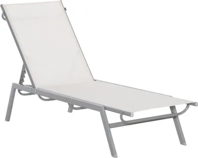 Obrázek produktu pro Zahradní lehátko 84B-418CW, 5-ti stupňová opěrka zad, kovové, krémově bílé, 170 x 58 x 97 cm