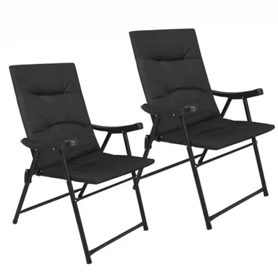Produktbild von Campingstuhl 2 Stück gepolsterter Klappstuhl Schwarz