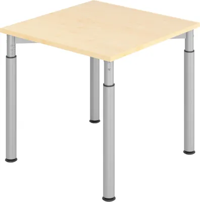 Produktbild von bümö Schreibtisch Serie-Y - Nachbildung Ahorn, Gestell: Silber, Größe:  80 x 80 cm