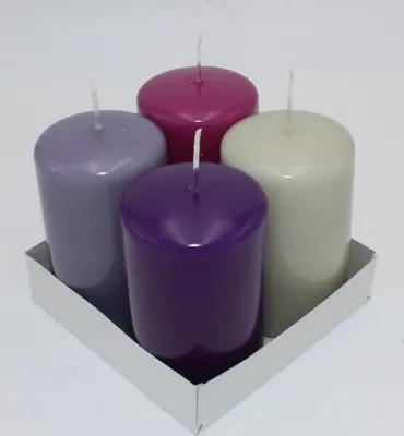 Produktbild von Stumpenkerzen Farbmix  Lavendel - Brombeere - Violet - Moonstone, 80 x  Ø 50 mm, 24 Stück Kopschitz Kerzen in RAL-Kerzen Güte Qualität