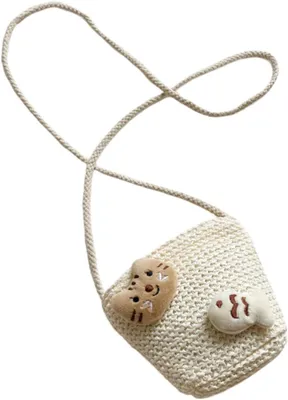Produktbild von Mädchen-Schultertasche, kleine geflochtene Strohhandtasche, Tasche für Jungen/Mädchen