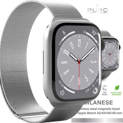 Obrázok produktu pre Puro milánsky remienok z nehrdzavejúcej ocele pre Apple Watch 42 / 44 / 45 / 49 mm - strieborný